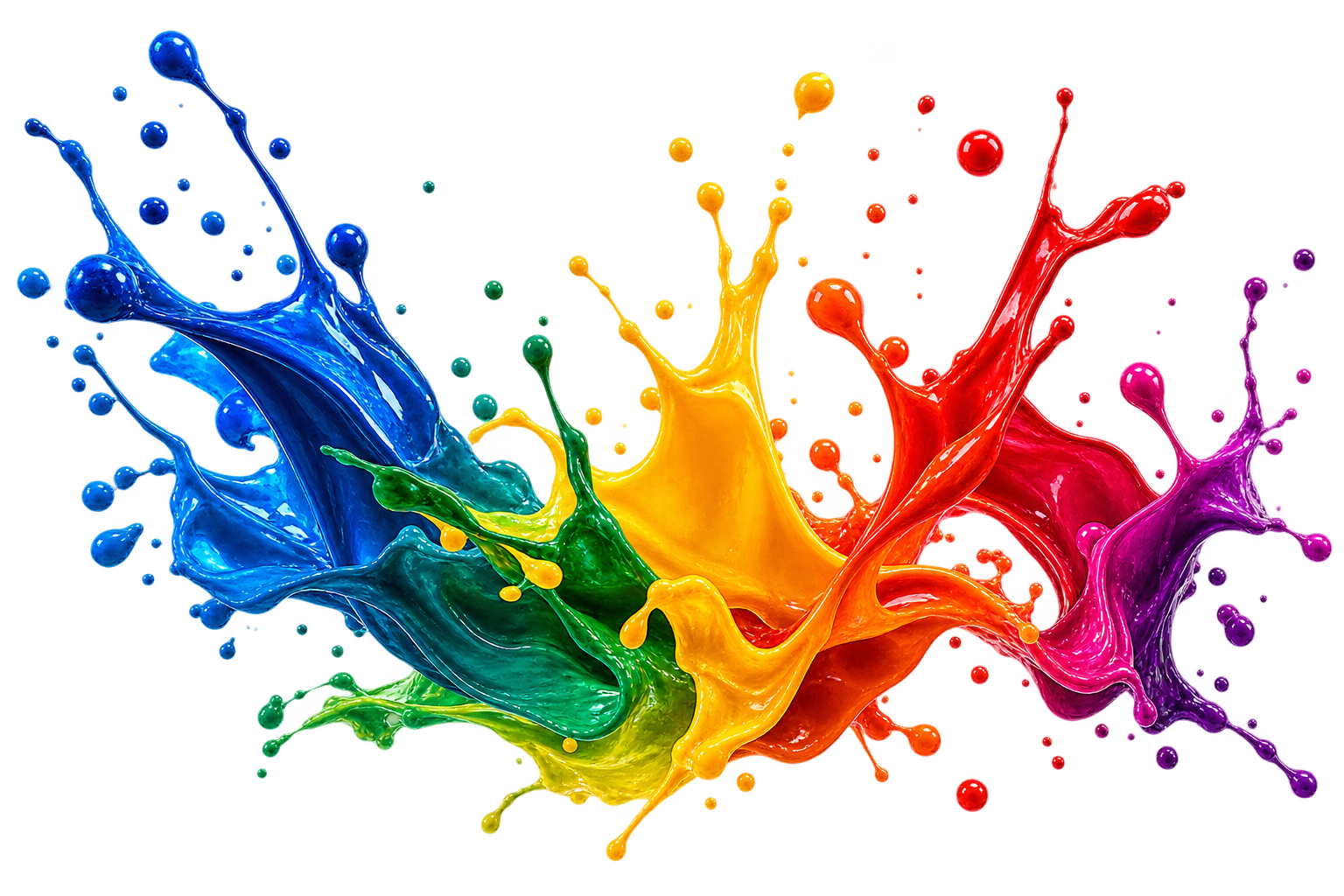 Respingos de tinta colorida em suspensão